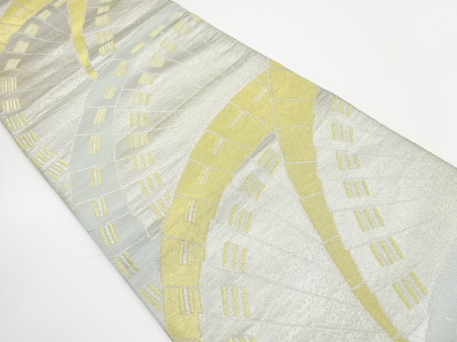 JAPANESE KIMONO / ANTIQUE FUKURO OBI / SILK / WOVEN FOLDING FAN PATTERN